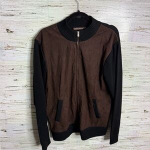 Peter Millar Full Zip Long Sleeve Brown black wool Jacket - Size Medium